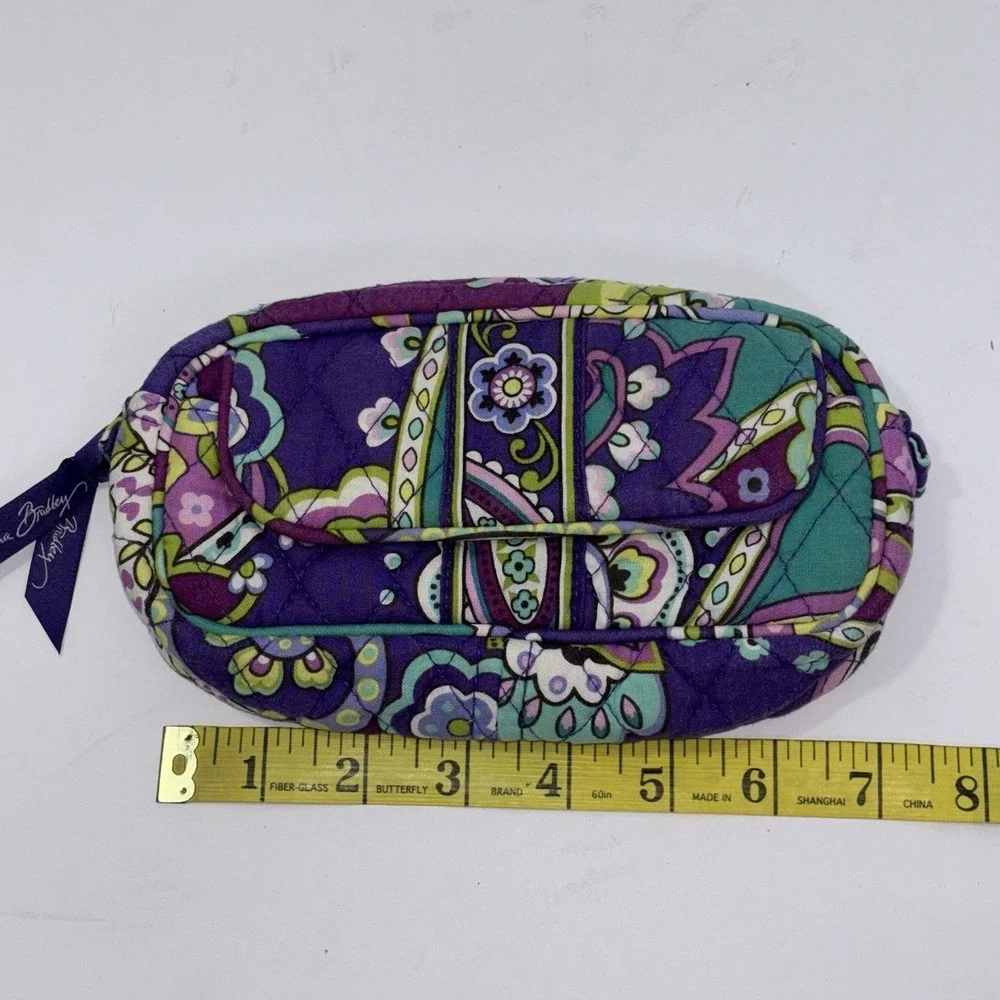 Vera Bradley Mirror Cosmetic Purple Paisley Quilted Makeup Bag Pouch